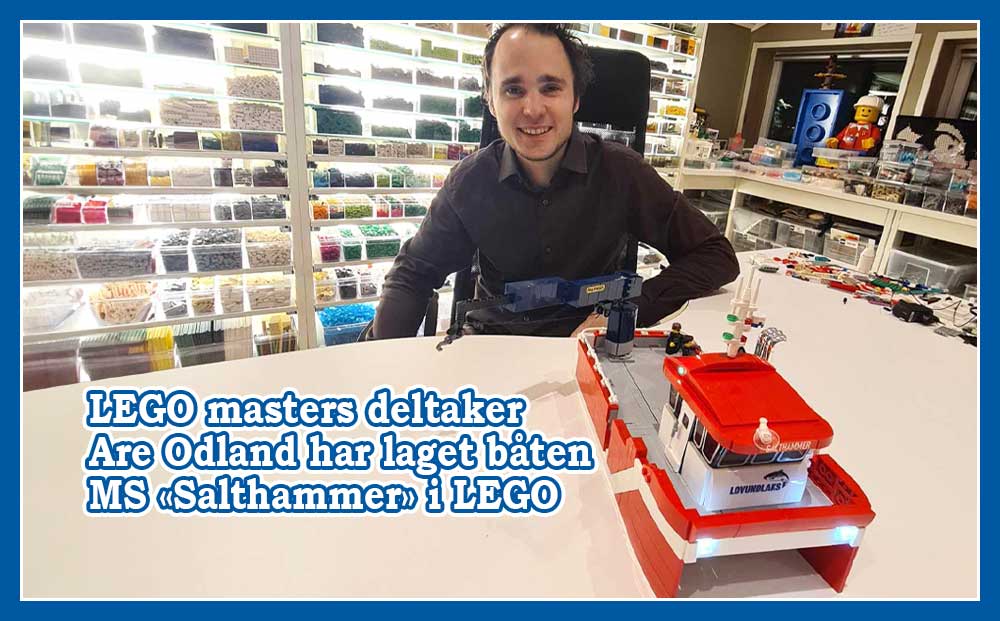 LEGO masters deltaker Are Odland har laget båten MS «Salthammer» i LEGO