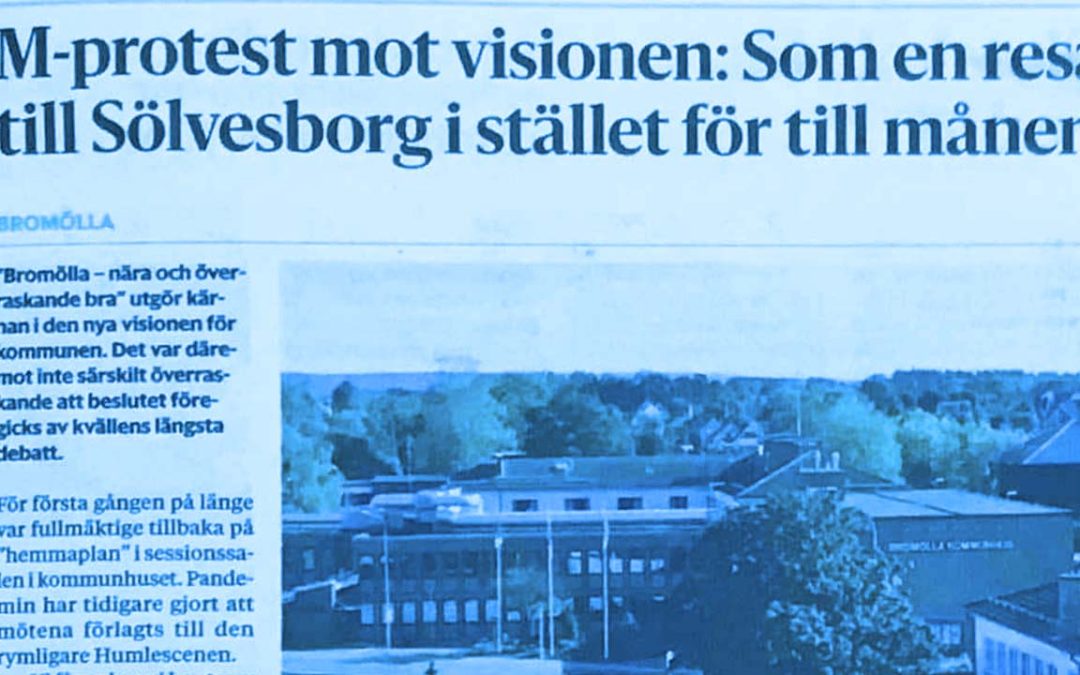 M-protest mot visionen: Som en resa till Sölvesborg i stället för till månen.