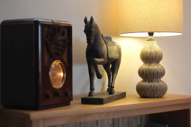 wooden horse and lamp