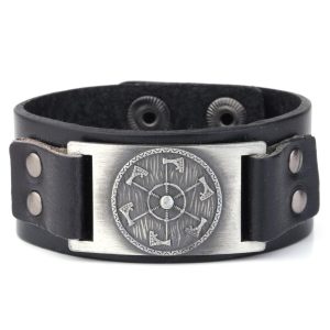 SixAxe viking läderarmband norse viking manschett armband