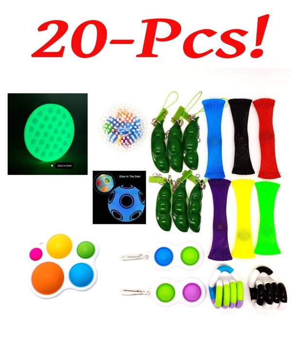 20-Pcs Fidgets Hub-Pop it/Mesh/Mini Pop/Squeeze Ball/Magic Cube