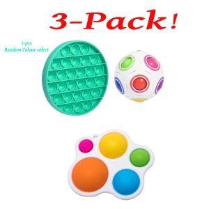 3-Pcs Fidgets Hub-Pop it/Simple dimple Pop it/Magic Cube