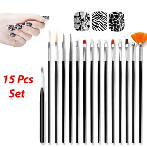 15 st Nail art set prickmålning lack pensel penna Verktyg