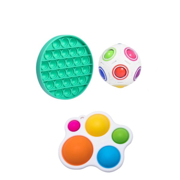 3-Pcs Fidgets Hub-Pop it/Simple dimple Pop it/Magic Cube