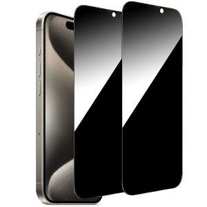 [2-PACK] Privacy iPhone 16 Pro skärmskydd i härdat glas