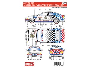 STU27DC1113 BMW  318i "Warsteiner"  #6 #22  BTCC  1993 Waterslide decal Decal