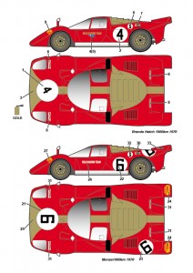 STU27DC1123 Ferrari 512S  "Gelo racing team" #4 #6#10  1970 Waterslide decal Decal