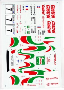 STU27DC115 Toyota Corolla WRC  "Castrol"  1000 lakes 1997 Waterslide decal Decal