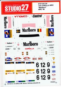 STU27DC124 Toyota Corolla WRC  "Marlboro"  WRC  1998 Waterslide decal Decal