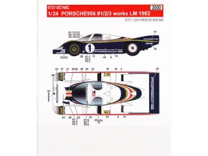 STU27DC766c Porsche 956  works #1/2/3  LM 1982 Waterslide decal Decal