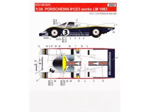 STU27DC767c Porsche 956  works #1/2/3  LM 1983 Waterslide decal Decal