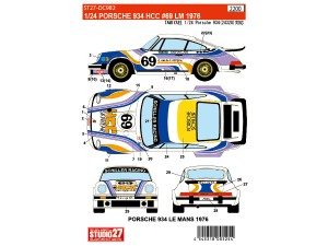 STU27DC982 Porsche 934 HCC  #69  LM 1976 Waterslide decal Decal