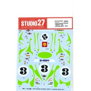 STU27DC993 Porsche Cayman HIPPY  #3  Laguna Seca 2011 Waterslide decal Decal