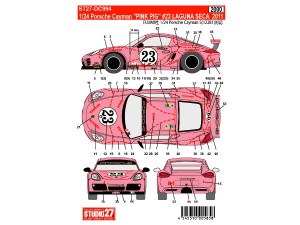 STU27DC994 Porsche Cayman  PINK PIG  #23 Laguna Seca 2011 Waterslide decal Decal