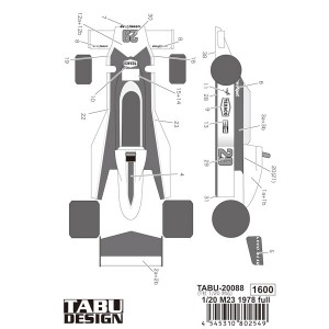 TABU20088 Mclaren M23 Full sponsor 1978 Waterslide decal Decal