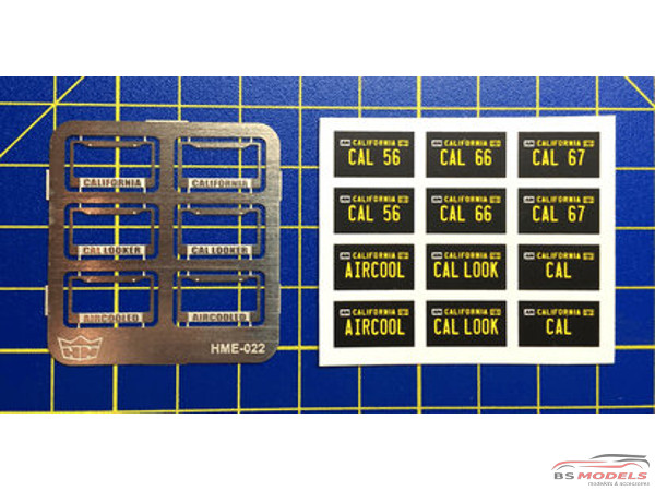 HME022 License plate frames + plates set 1 Etched metal Accessoires