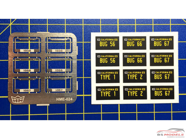 HME024 License plate frames + plates set 3 Etched metal Accessoires