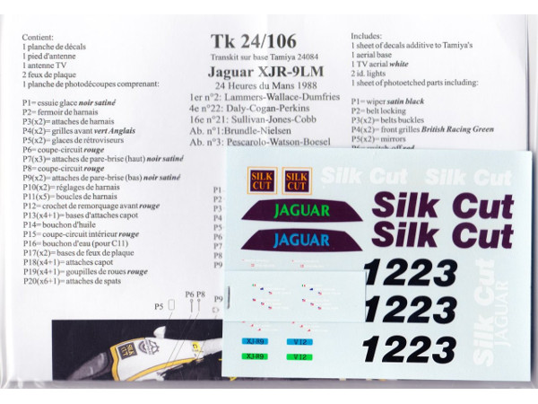 TK24-106 Jaguar XJ-R9  LM 88 decal + PE transkit Multimedia Transkit