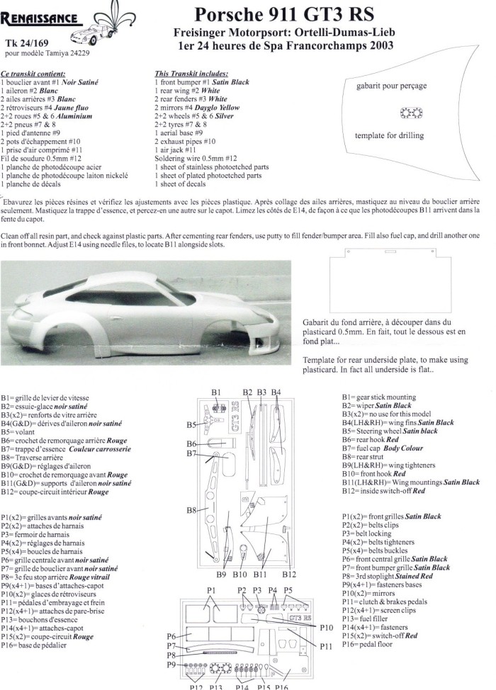 TK24-169 Porsche 911 GT RS  #50 Freisinger winner 24 H Spa 2003  transkit Multimedia Transkit