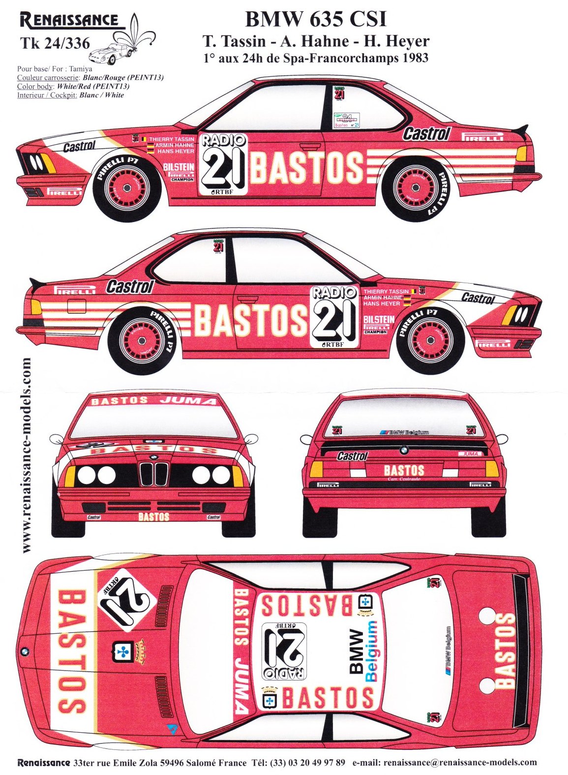1/43 Decal BMW 320i #48 Fina Baugnee/Viaene/Delcour 24h Spa Francorchamps 1998