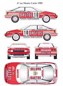 TK24-394 Toyota Celica ST165 Bastos  P. Snijers  winner Condroz 1989 decal Waterslide decal Decal