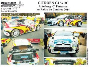 TK24-408 Citroën C4 WRC  "VDS" Solberg - Patterson - Condroz rally 2014 decal Waterslide decal Decal