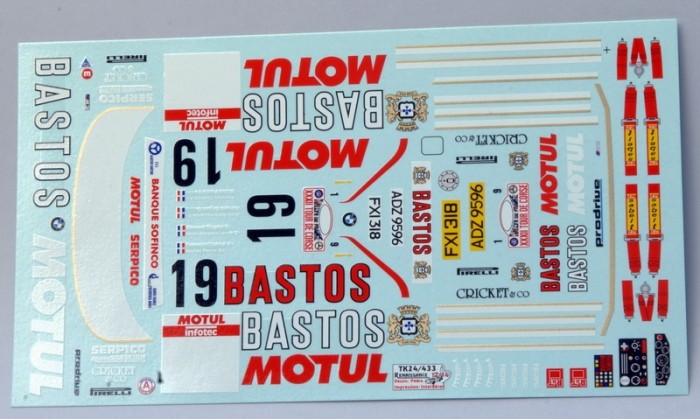 TK24-433 BMW M3 Bastos/Motul  Beguin-Chatriot Tour de Corse 1988 decal Waterslide decal Decal