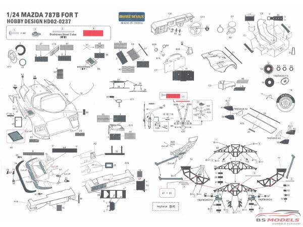 HD020237 Mazda 787B  PE + metal parts + resin (for Tamiya) Multimedia Accessoires