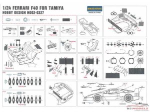 HD020327 Ferrari F40  PE+metal parts+resin  (for Tamiya) Multimedia Accessoires