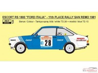 REJI124 Ford Escort RS1800 "Ford Italia"  San Remo 1981 - Presotto Waterslide decal Decal