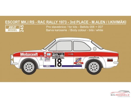 REJI245 Ford Escort MK.I "Motorcraft"  RAC 1973 - #18 Alen/Kivimaki Waterslide decal Decal