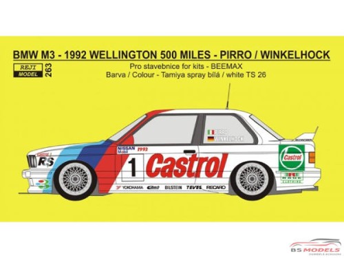 REJI263 BMW M3 - 500 Miles Wellington 1992 - Castrol -  Pirro/Winkelhock Waterslide decal Decal