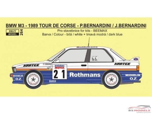 REJI264 BMW M3 - Tour de Corse 1989 - Rothmans - Bernardini/Bernardini Waterslide decal Decal