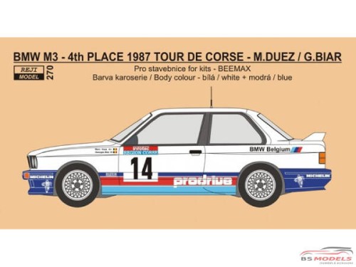 REJI270 BMW M3 - Tour de Corse 1987 - Prodrive - Duez/Biar Waterslide decal Decal