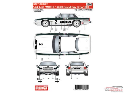 STU27DC1202 Jaguar XJ-S  MOTUL  GP  Brno 1983  (for HAS) Waterslide decal Decal