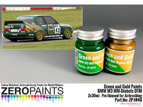 ZP1443 BMW M3  MM-Diebels  DTM  green - gold paint set 2x30 ml Paint Material