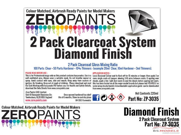 ZP3035 Diamond Finish - 2 pack GLOSS Clearcoat system  220 ml Paint Material