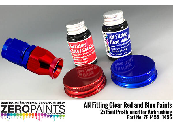 ZP1455-1456 AN Fitting (Hose joint/ends) clear red and blue  2 x 15 ml Paint Material