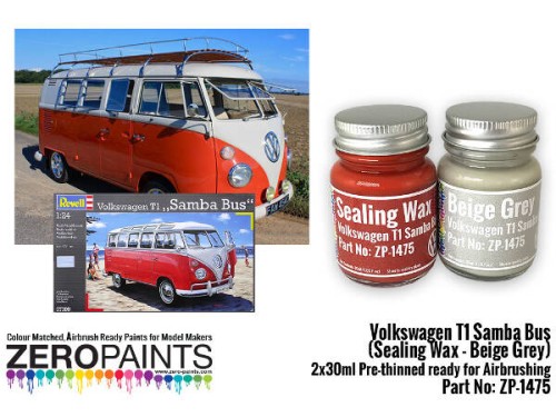 ZP1475 Volkswagen T1 Samba Bus (sealing wax - beige grey) set 2 x 30 ml Paint Material