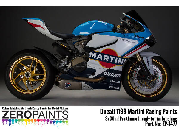 ZP1477 Ducati 1199 Martini Racing Paints  set 3 x 30 ml Paint Material