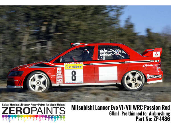 ZP1486 Mitsubishi Lancer Evo VI  WRC Passion Red  60 ml Paint Material