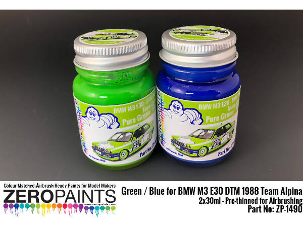 ZP1490 BMW M3 E30 - DTM 1988 Team Alpina Green/Blue set 2 x 30 ml Paint Material