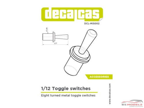 DCLMIS002 Toggle switches - turned metal parts  8pcs Multimedia Accessoires