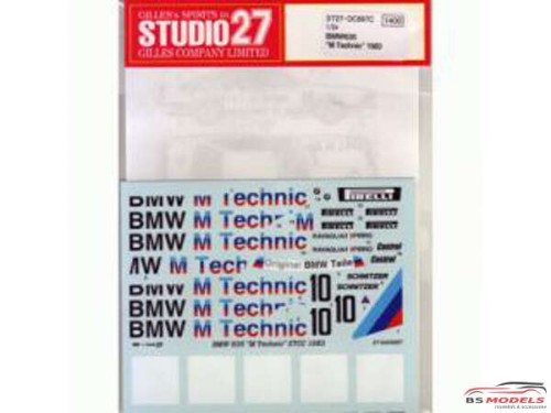 STU27DC697C BMW 635 Csi  "M Technic"  ETCC  1983 Waterslide decal Decal