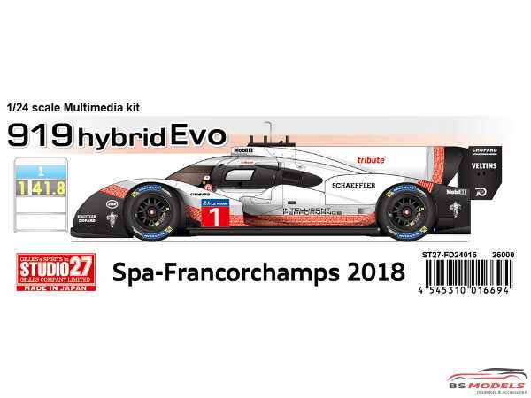 STU27FD24016 Porsche 919 Hybrid EVO Spa-Francorchamps 2018  " Record Lap time" Multimedia Kit