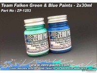 ZP1253 Team Falken Green & Blue paint set  2x30ml Paint Material