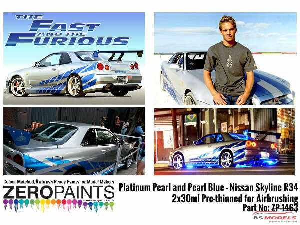 ZP1463 Fast & Furious Pearl Platinum/blue paint set 2x30 ml Paint Material