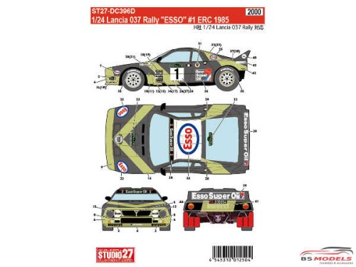 STU27DC396D Lancia 037 "Esso" #1  ERC 1985 Waterslide decal Decal