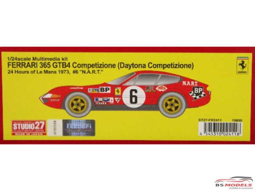 STU27FR2411 Ferrari 365 GTB4 Daytona Competizione  #6   NART LM 1973 Resin Kit