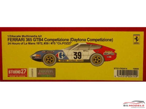 STU27FR2414 Ferrari 365 GTB4 Daytona Competizione  #39    "Ch Pozzi"   LM 1972 Resin Kit